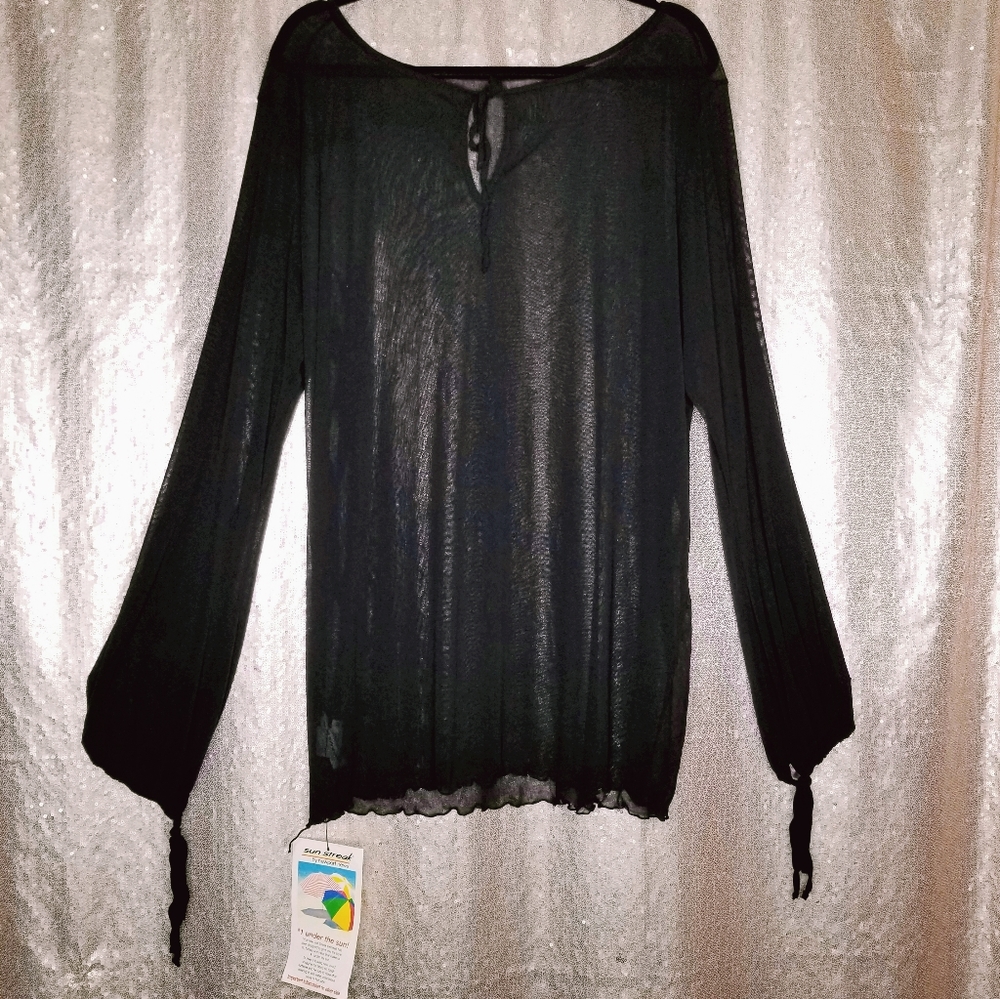 Sun Streak BNWT M sheer black swimsuit cover-up